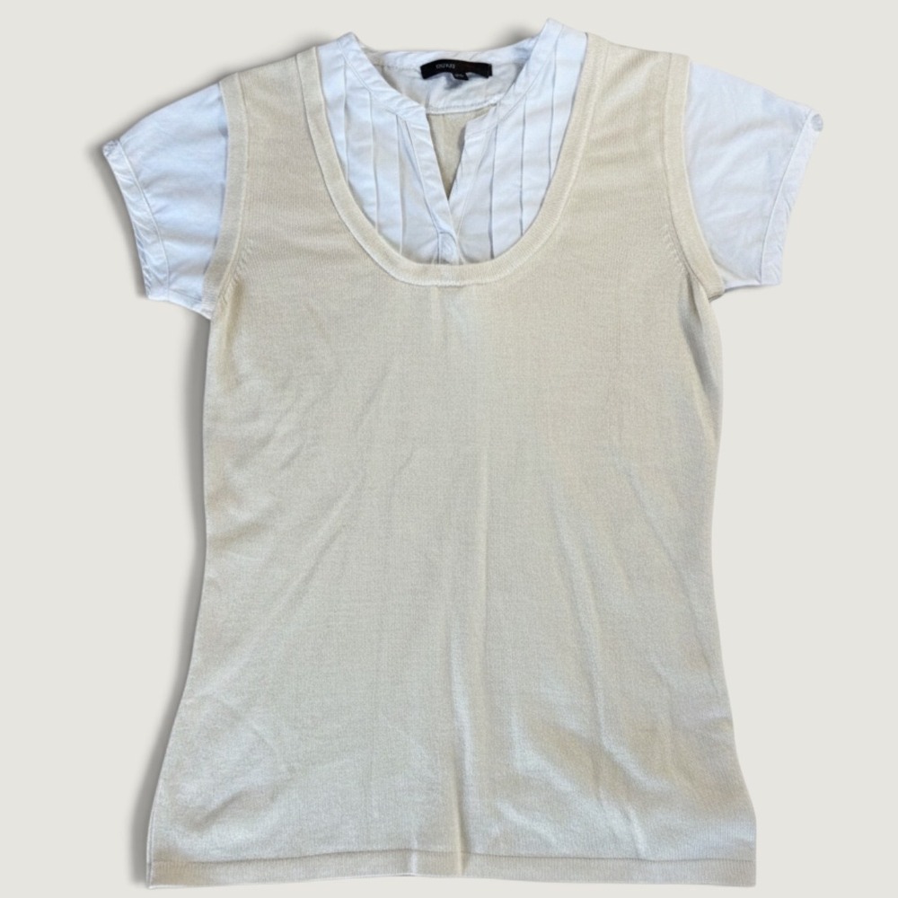 Carry Formal Layered Sweater Top Womens XS Cream Excellent Knit